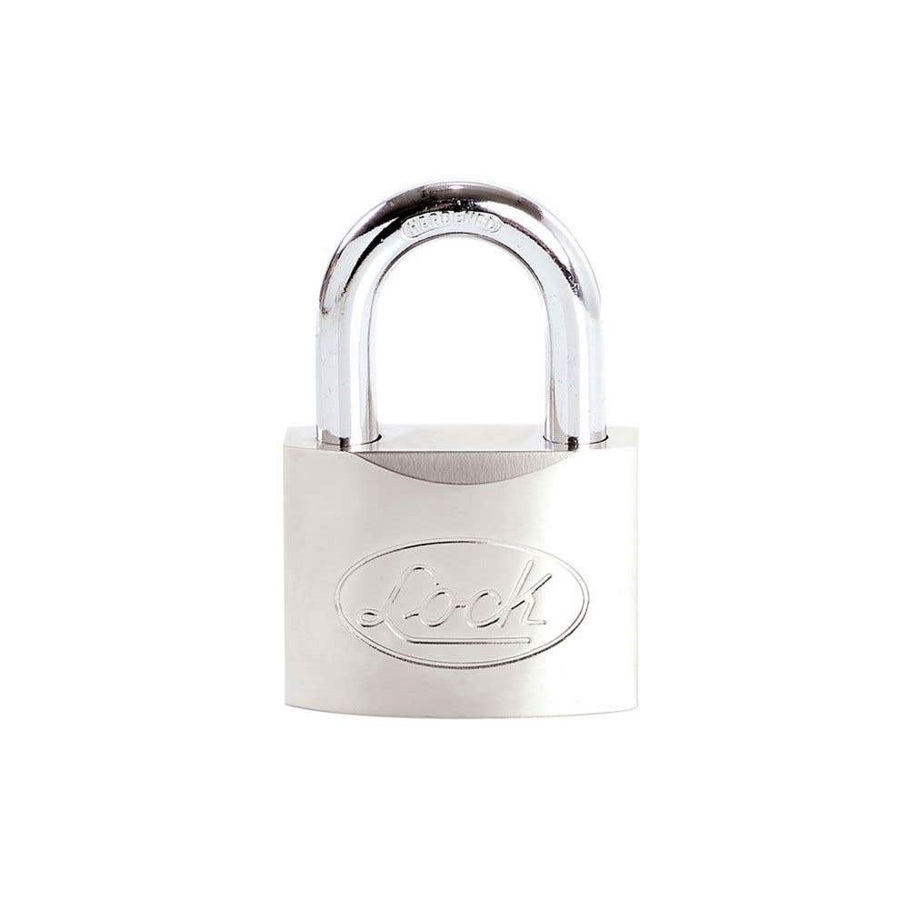 Imagen de CANDADO DE ACERO CORTO LLAVE DE DISCOS 40 MM CROMO SATINADO LOCK
