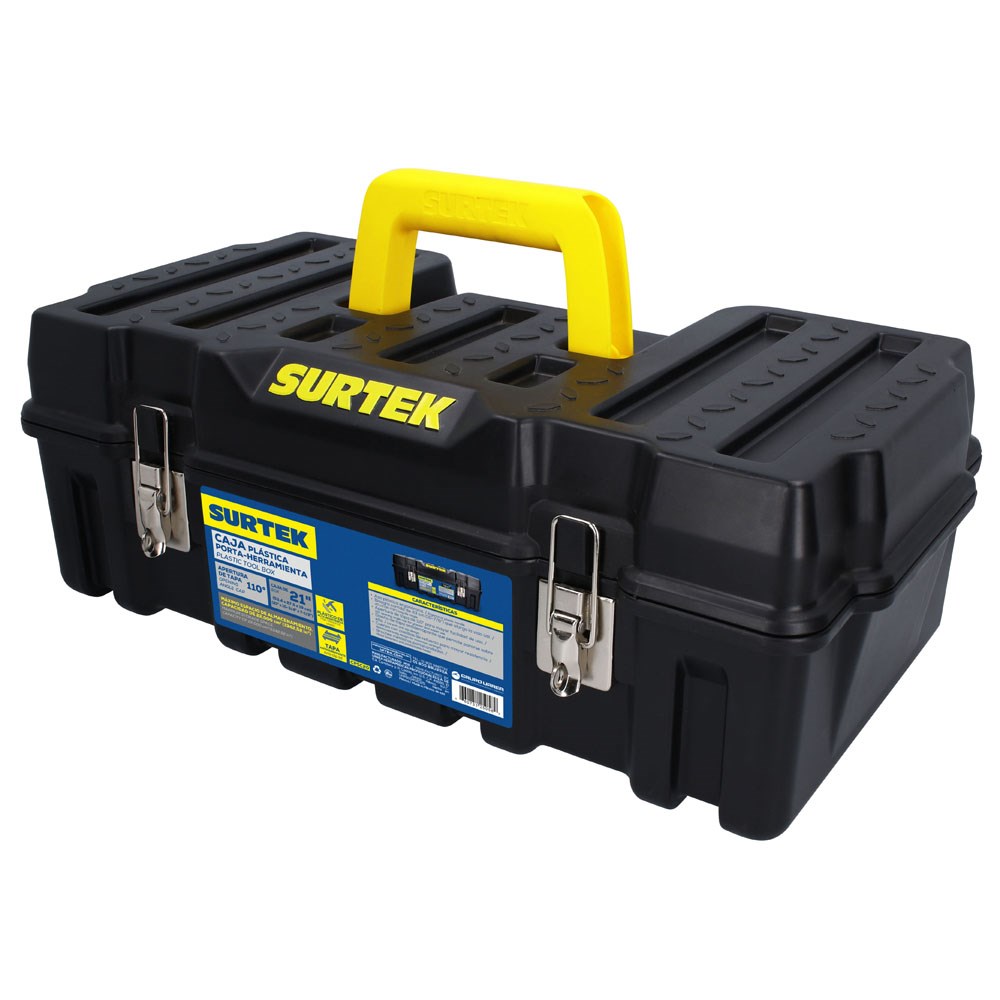 Imagen de CAJA PORTA HERRAMIENTAS PLASTICA 21" X 11" X 7" CON BROCHES METALICOS COLOR NEGRO SURTEK