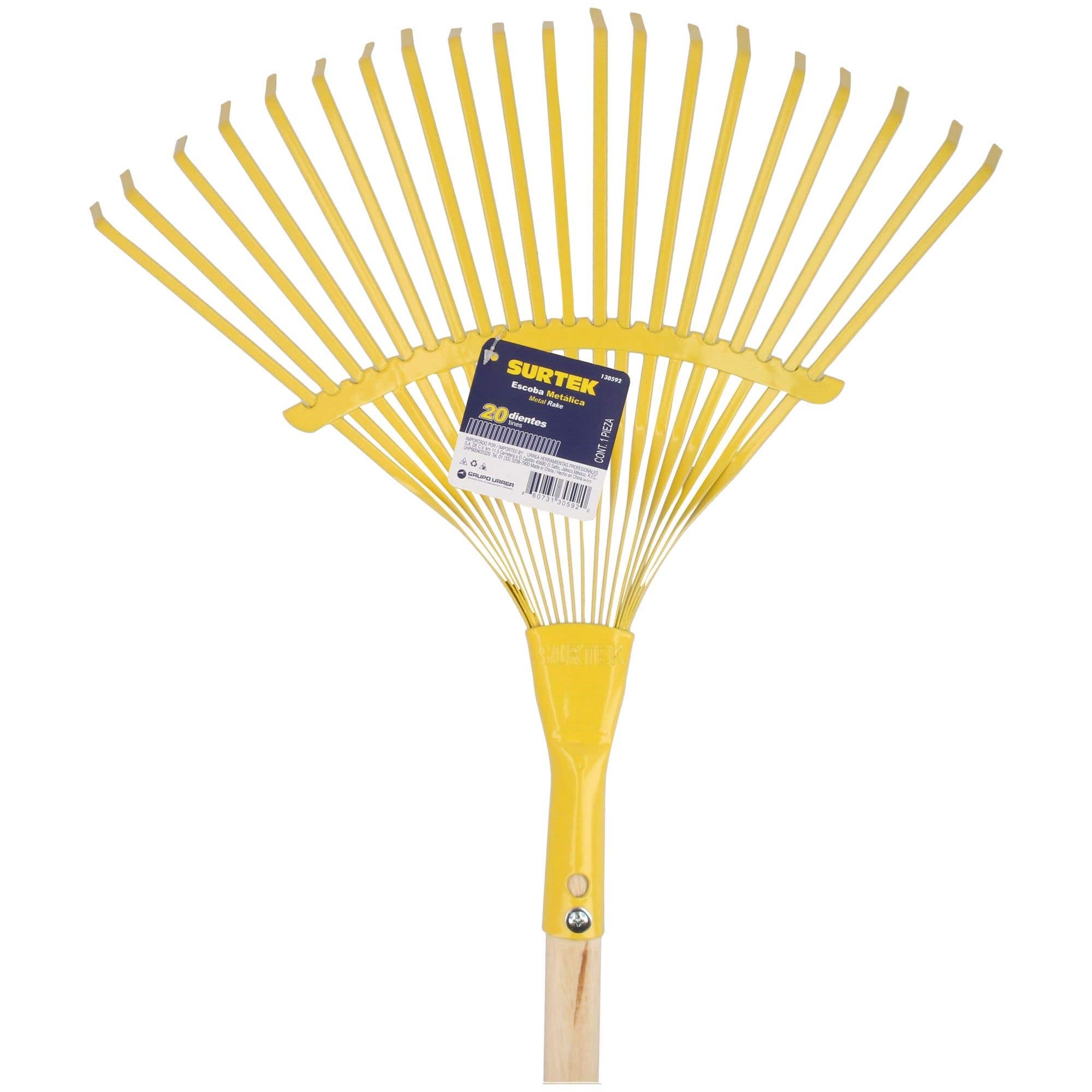 Imagen de ESCOBA METALICA CURVA PARA JARDIN 20 DIENTES SURTEK