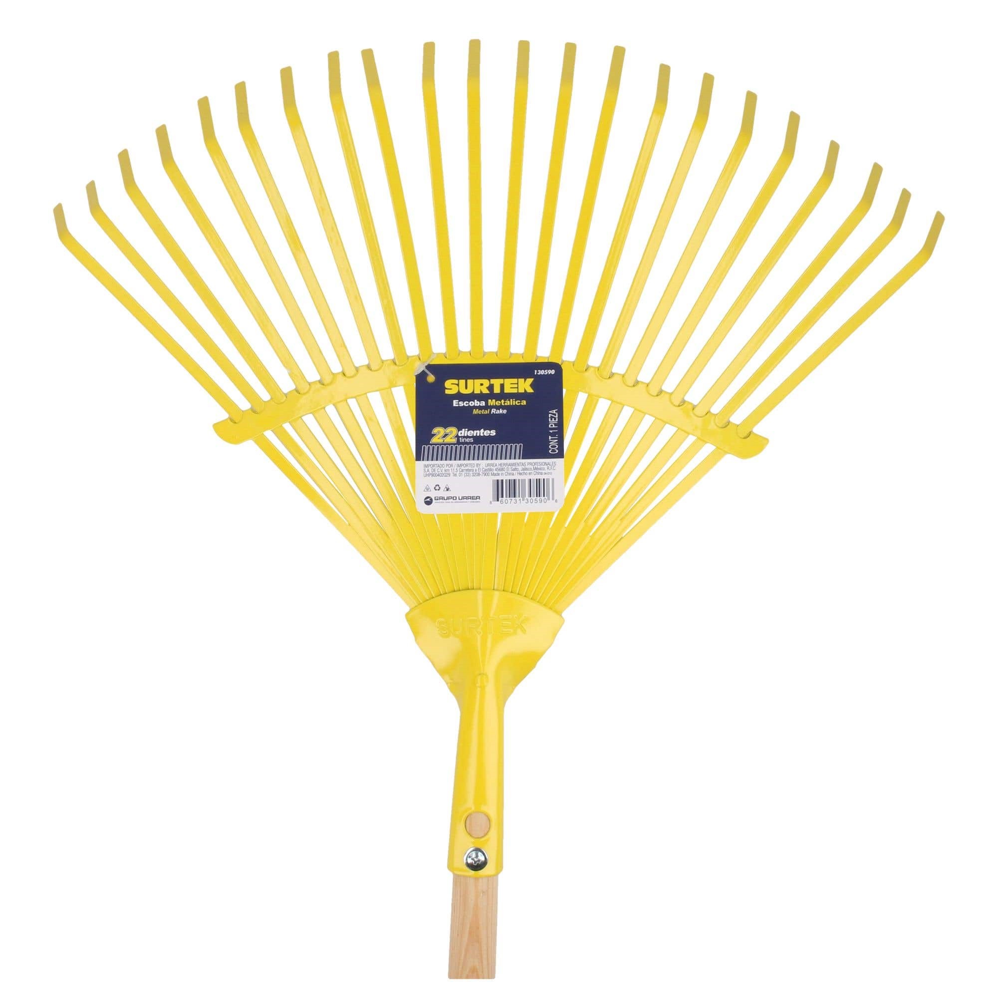 Imagen de ESCOBA METALICA CURVA PARA JARDIN 22 DIENTES SURTEK