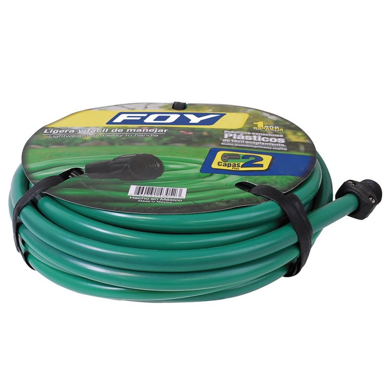 Imagen de MANGUERA LISA 2 CAPAS 1/2" ARMADA CON CONECTOR PLASTICO 15 MTS FOY