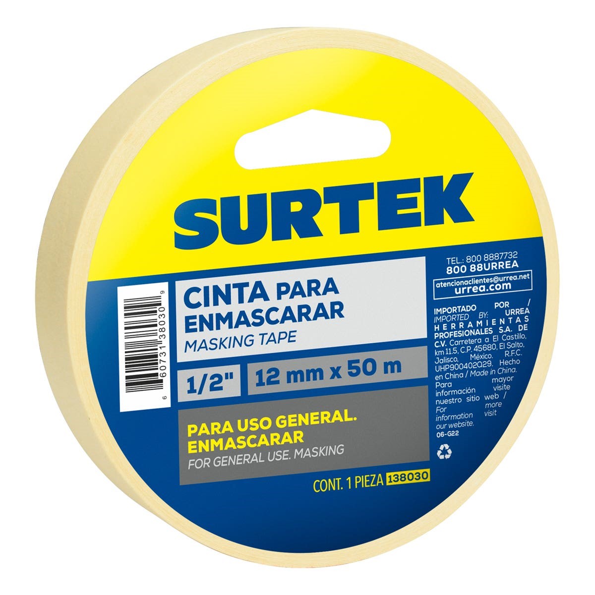 Imagen de CINTA MASKING TAPE PARA ENMASCARAR 13 MM X 50 MTS SURTEK