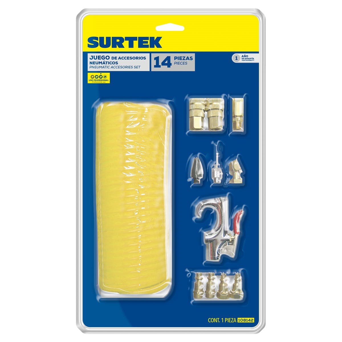 Imagen de JUEGO DE ACCESORIOS NEUMATICOS 14 PIEZAS SURTEK
