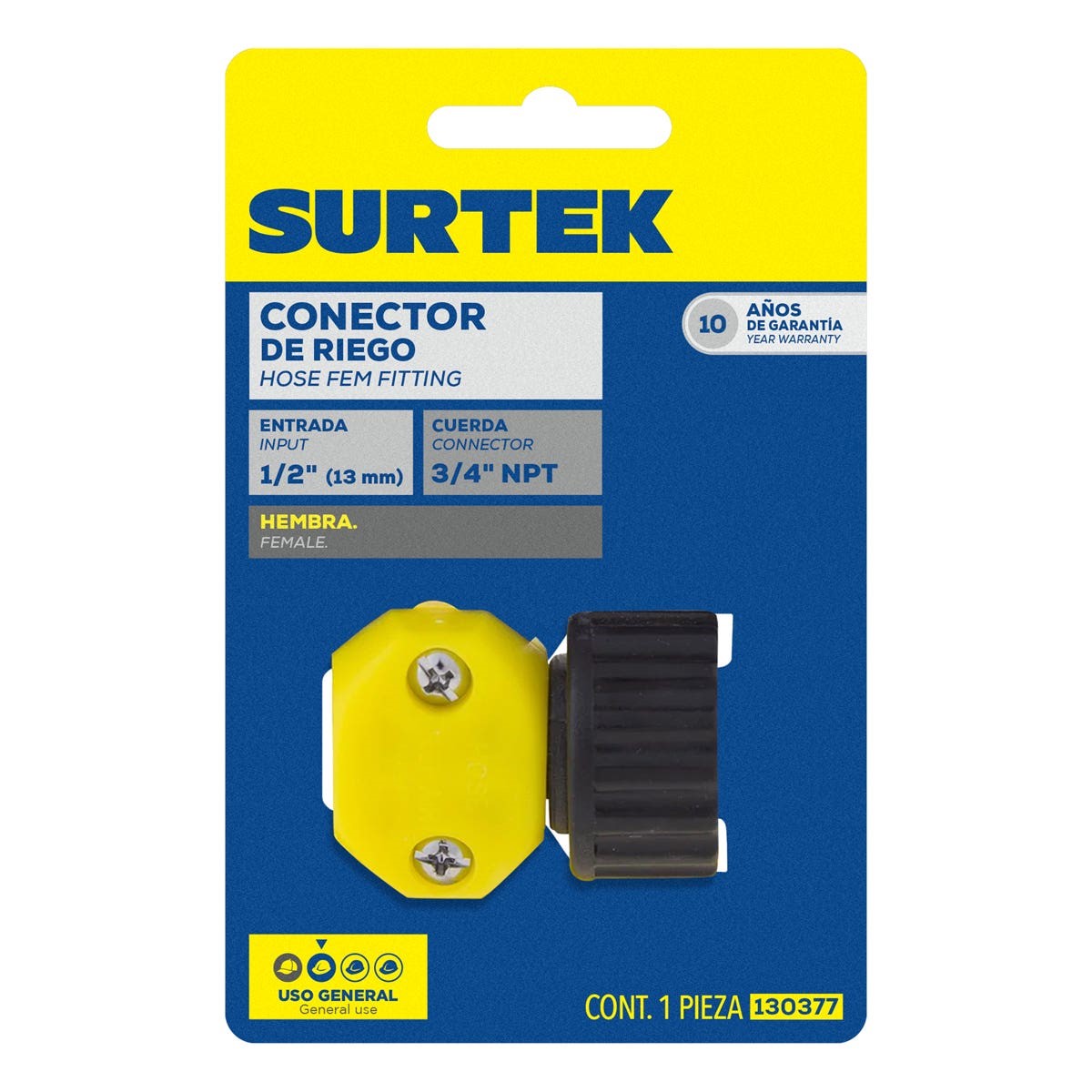 Imagen de CONECTOR PARA MANGUERA DE RIEGO DE PLASTICO HEMBRA 1/2" SURTEK