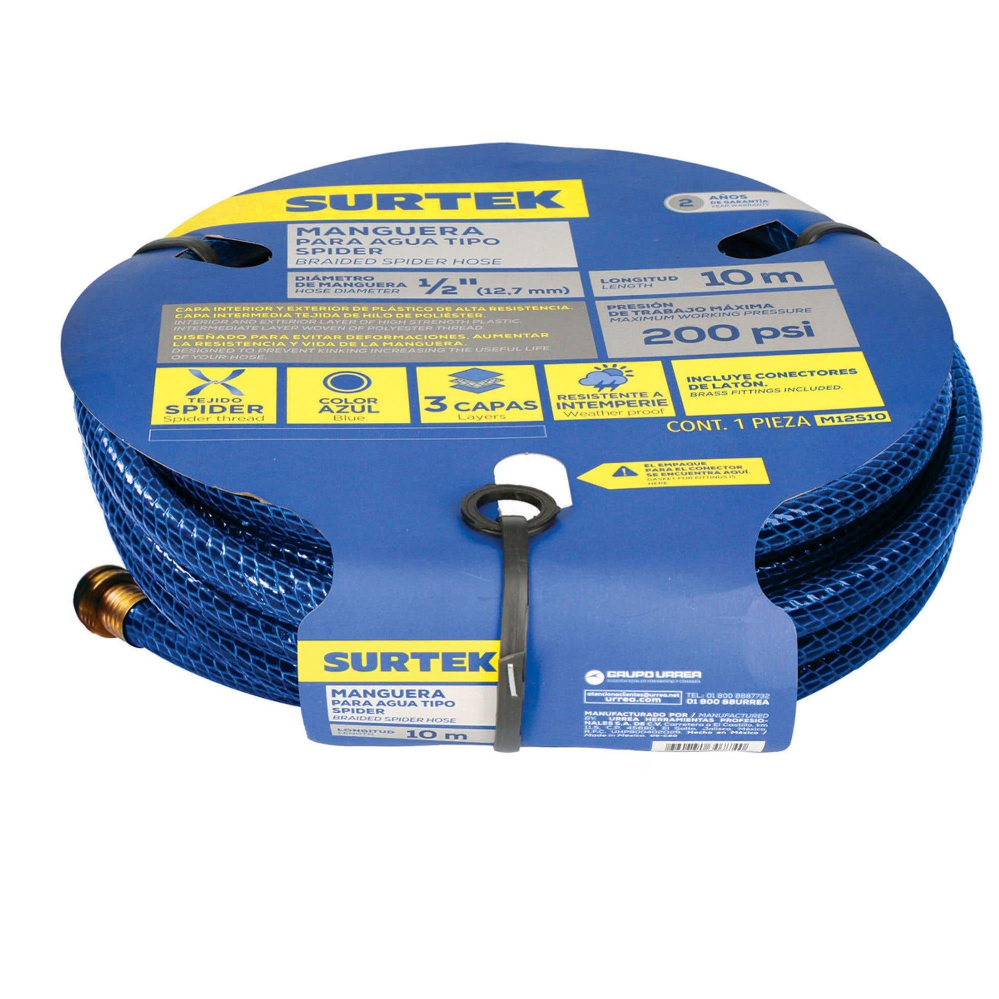 Imagen de MANGUERA SPIDER 1/2" ARMADA CON CONECTOR METALICO 10 MTS SURTEK