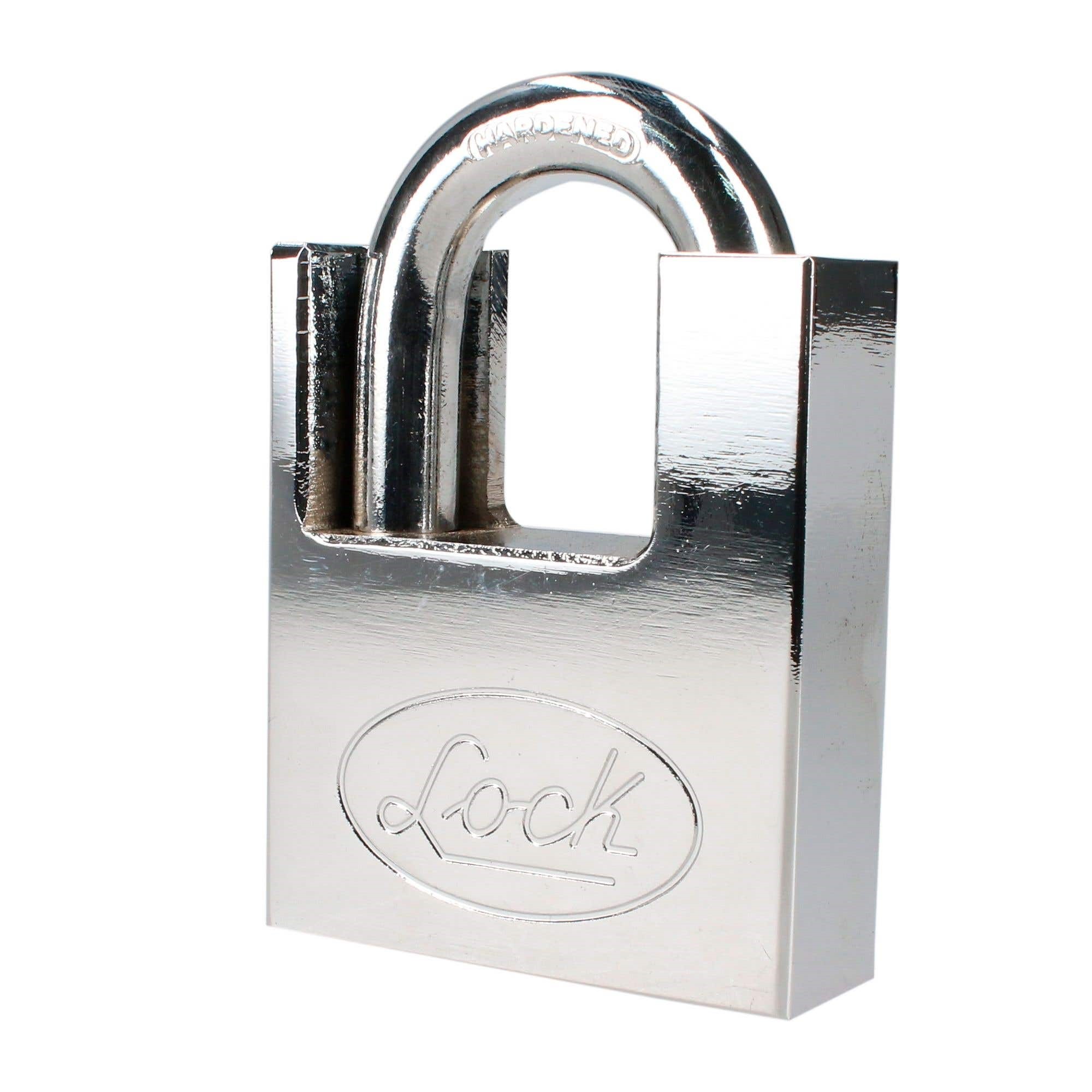 Imagen de CANDADO ANTIPALANCA DOBLE CERROJO LLAVE DE DISCO 60 MM CROMO SATINADO LOCK