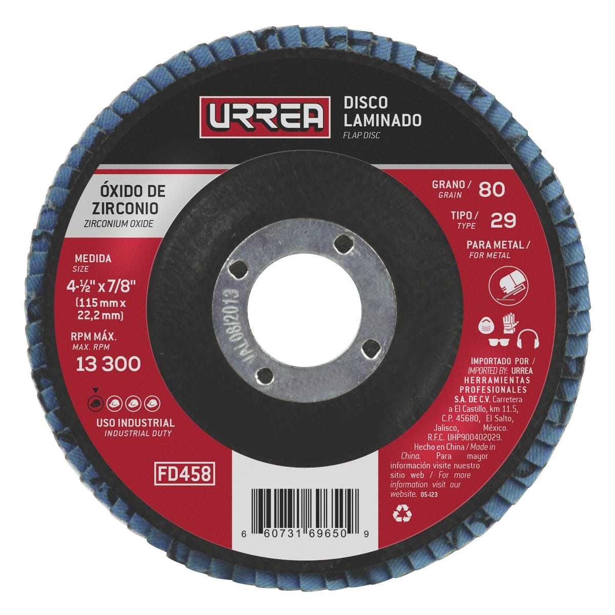 Imagen de DISCO LAMINADO 4-1/2" GRANO 80 URREA