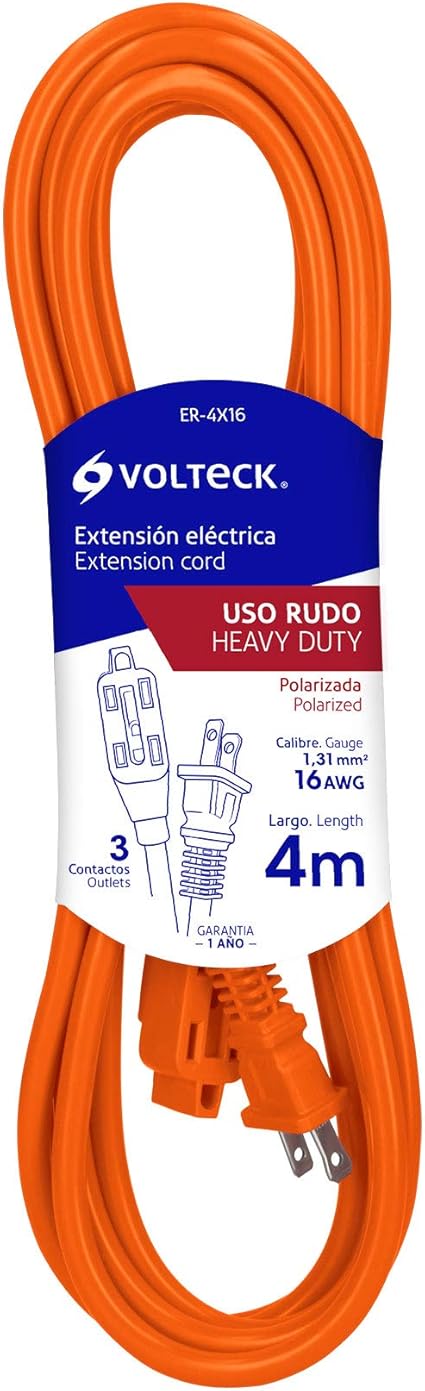 Imagen de EXTENSION ELECTRICA DE USO RUDO DE 4 MTS CALIBRE 2X16 AWG VOLTECK