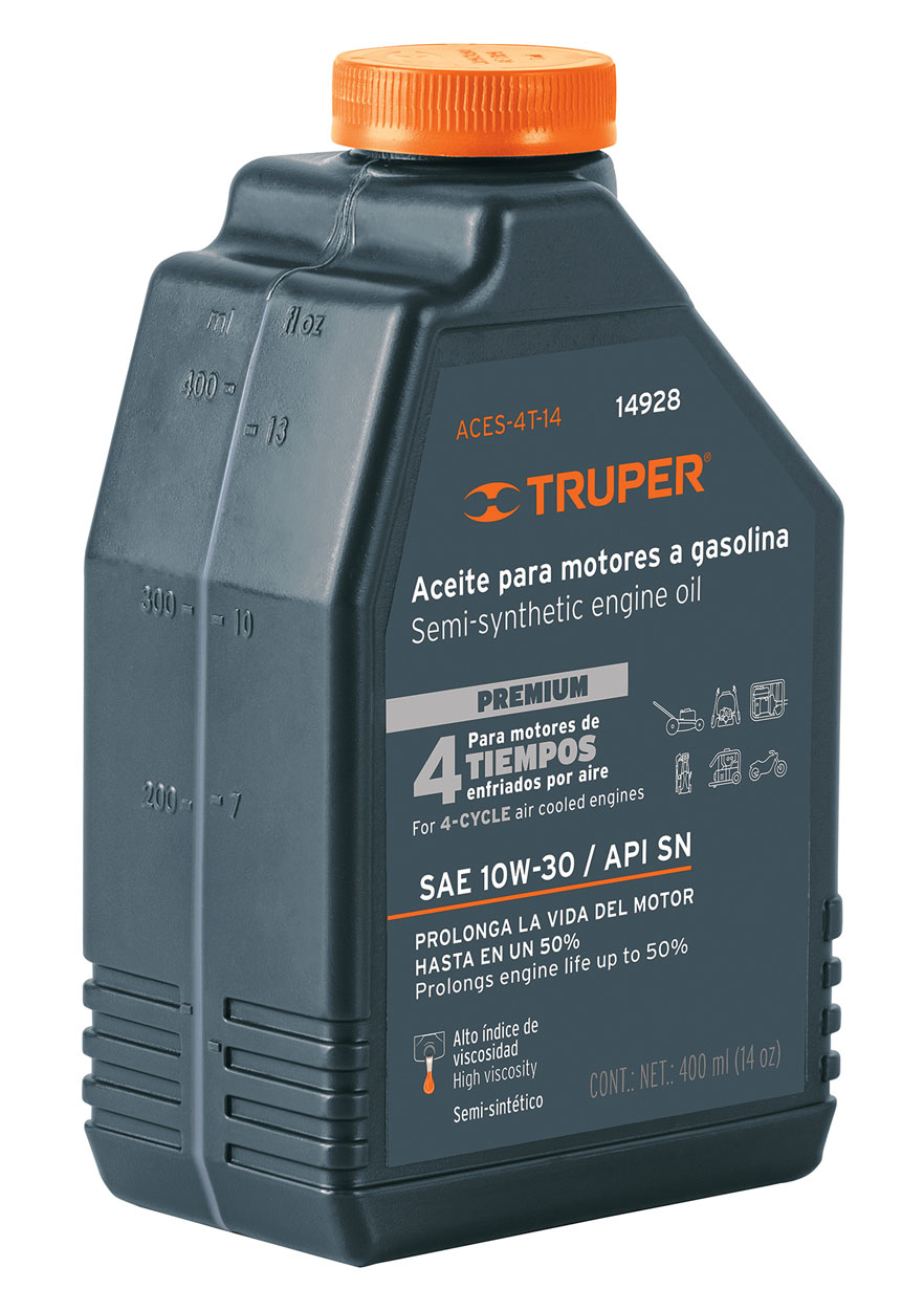 Imagen de ACEITE SEMI-SINTETICO DE 4 TIEMPOS EN 400 MILILITROS (14 ONZAS) TRUPER