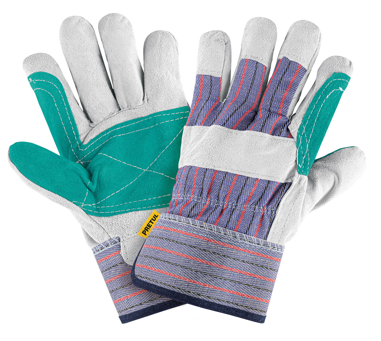 Imagen de GUANTES DE CARNAZA Y LONETA CON REFUERZO UNITALLA PRETUL