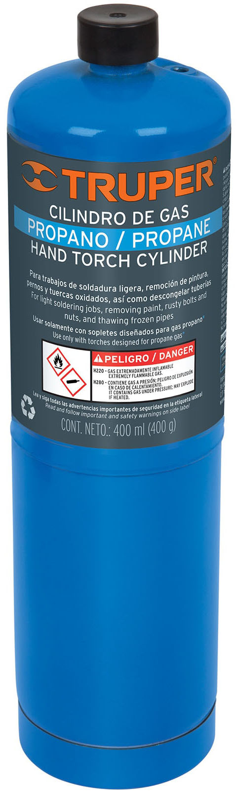 Imagen de CILINDRO DE GAS PROPANO DE 400 GRAMOS AZUL TRUPER