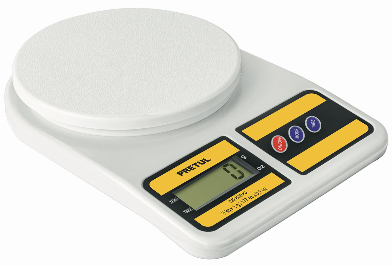 Imagen de BASCULA DIGITAL PARA COCINA CON PLATO DE POLIPROPILENO DE 5 KGS PRETUL