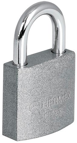 Imagen de BLISTER CON 2 CANDADOS DE HIERRO DE 25 MM CON GANCHO CORTO HERMEX