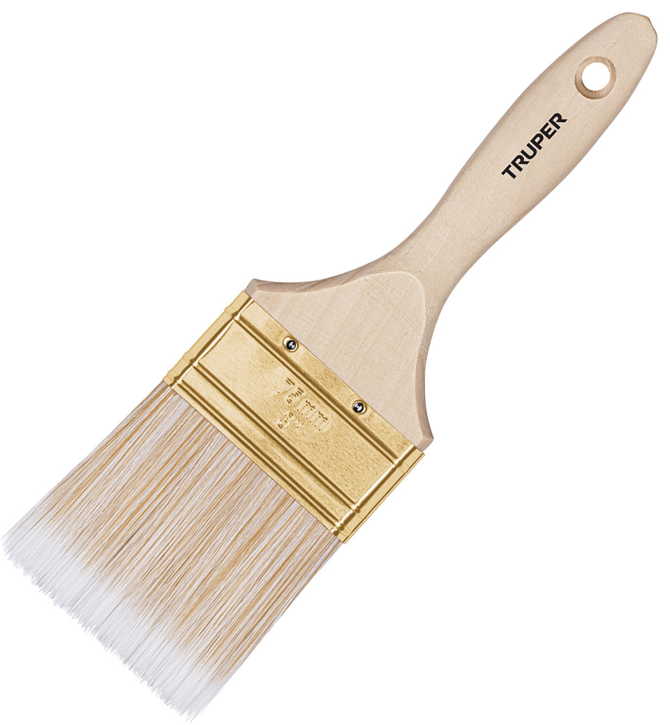 Imagen de BROCHA CON CERDAS SINTETICAS DE 3" DE CORTE RECTO CON MANGO DE MADERA TRUPER