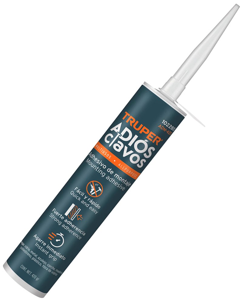 Imagen de ADHESIVO DE MONTAJE "ADIOS CLAVOS" 420 GRAMOS TRUPER
