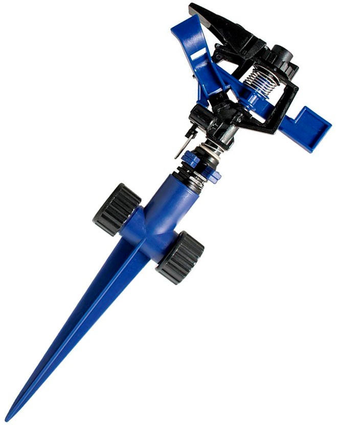 Imagen de ASPERSOR PLASTICO REGULABLE POR PULSACION 3/4" GHT CON ESTACA 2 VIAS FOY