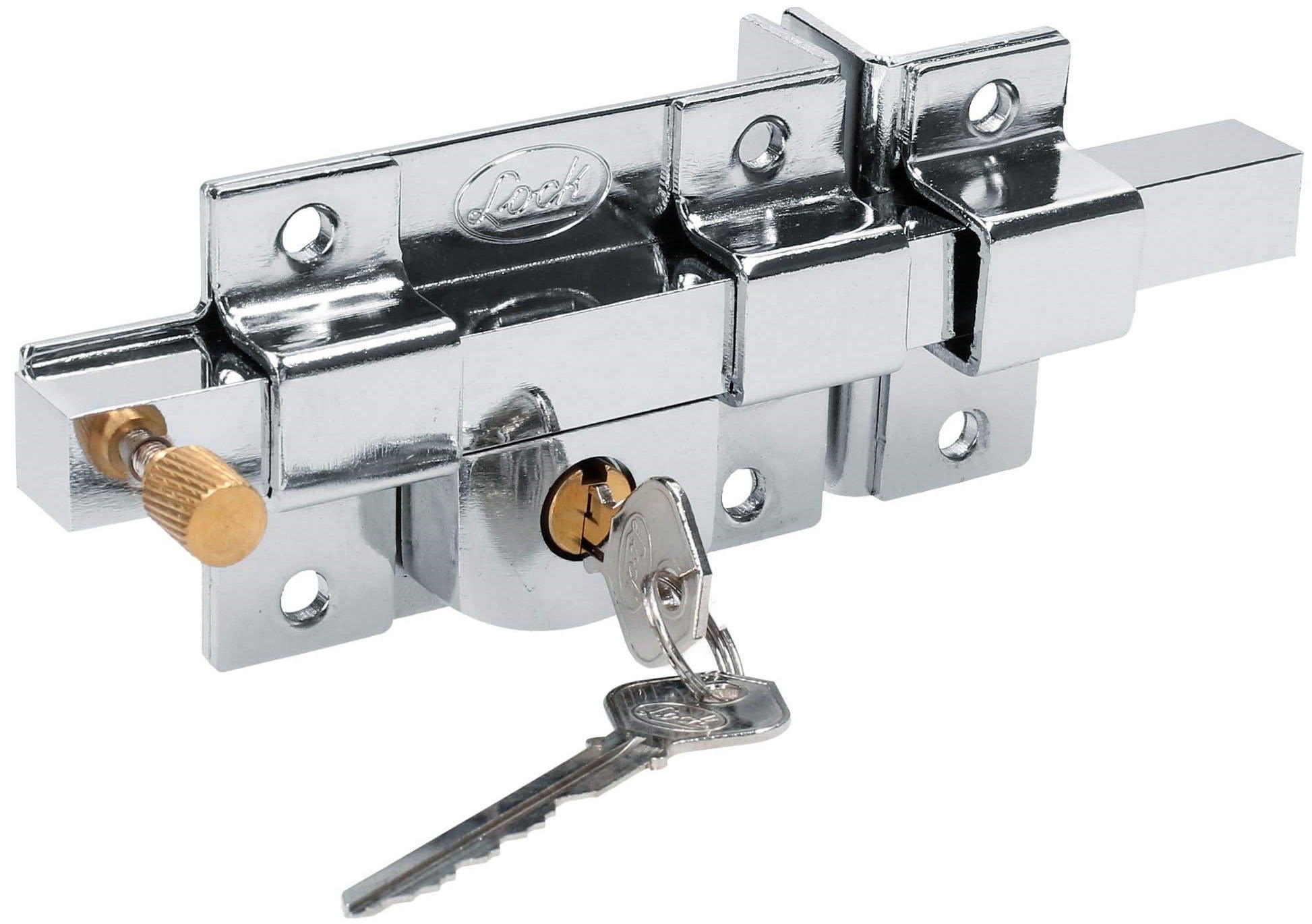 Imagen de CERRADURA DERECHA DE BARRA LIBRE FUNCION LLAVE ESTANDAR CROMO BRILLANTE EN CAJA LOCK