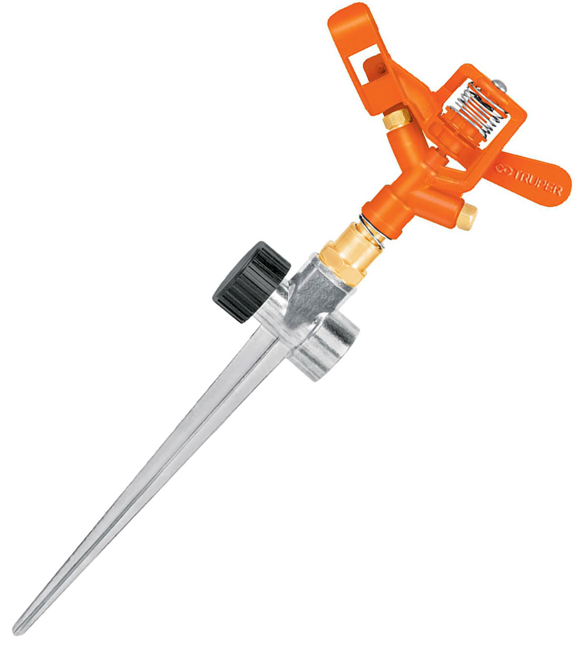 Imagen de ASPERSOR METALICO DE 11" CON DOS VIAS DE DOBLE CHORRO Y ESTACA METALICA TRUPER