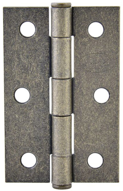 Imagen de BISAGRA ALARGADA PERNO REMACHADO ACERO LATON ANTIGUO 3" LOCK CAJ CON 10 PZA