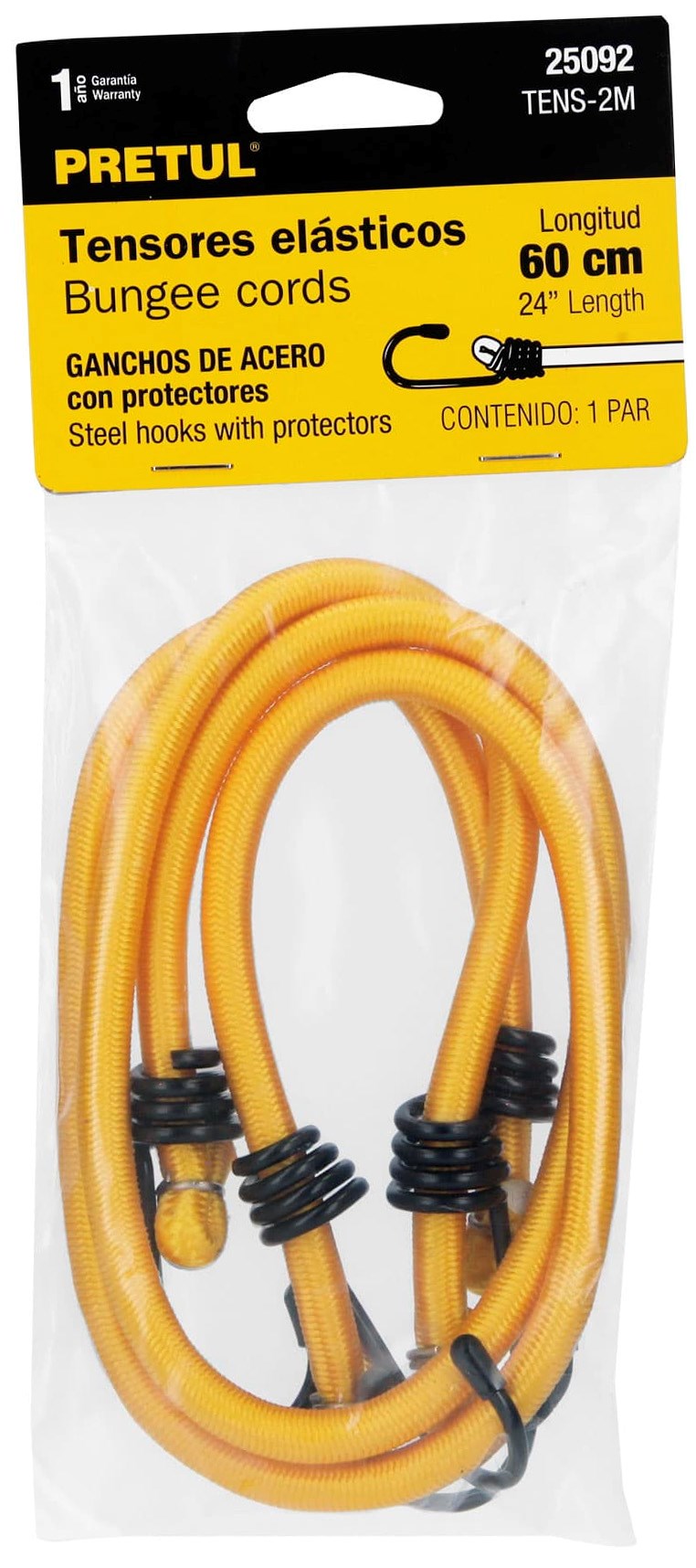 Imagen de BOLSA CON 2 TENSORES ELASTICOS AMARILLOS DE 60 CMS PRETUL