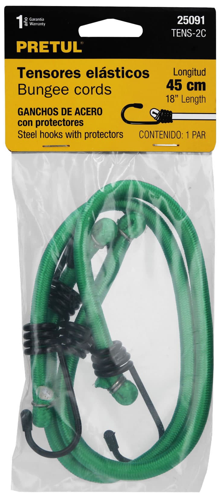 Imagen de BOLSA CON 2 TENSORES ELASTICOS VERDES DE 45 CMS PRETUL