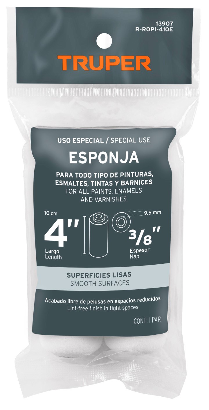 Imagen de BOLSA CON 2 FELPAS PARA MINI RODILLO CON ESPONJA DE 4" X 3/8" TRUPER
